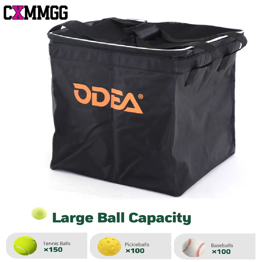 1PC Professional Tennis & Pickle Ball Hopper Holds 160/80 Balls,Foldable Portable Compact& Lightweight Zippered Pocket Carry Bag