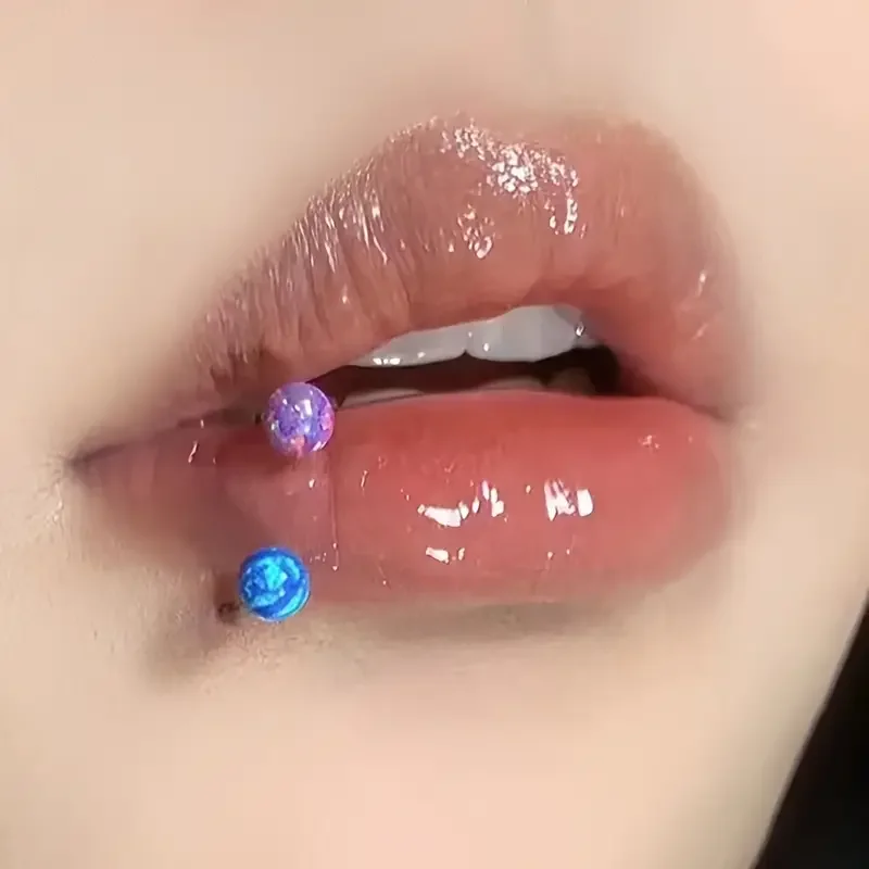 1PC Titanium Opal Ball Circular Ring Horseshoe Barbell Nose Ring Ear Tragus Cartilage Helix Earring Stud Labret Lip Ring Jewelry