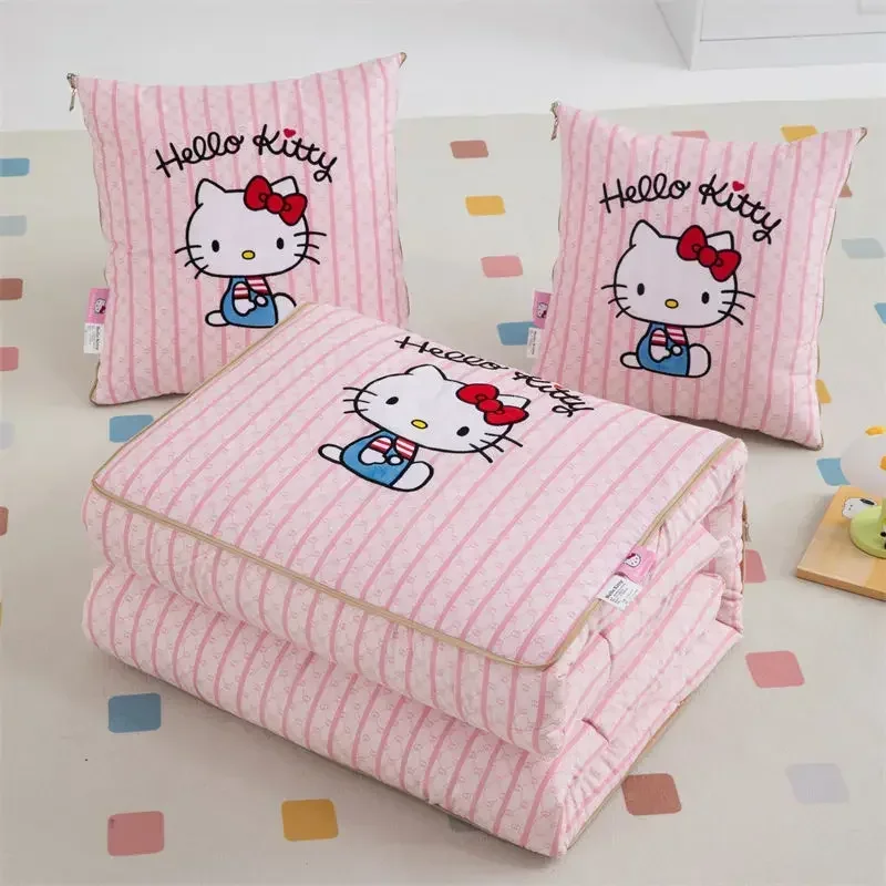 

Sweet Hello Kitty My Melody Kuromi Anime Kawaii MINISO Ins Bed Cover Cute Cartoon Cinnamoroll Quilt Nap Cover Gifts for Kids