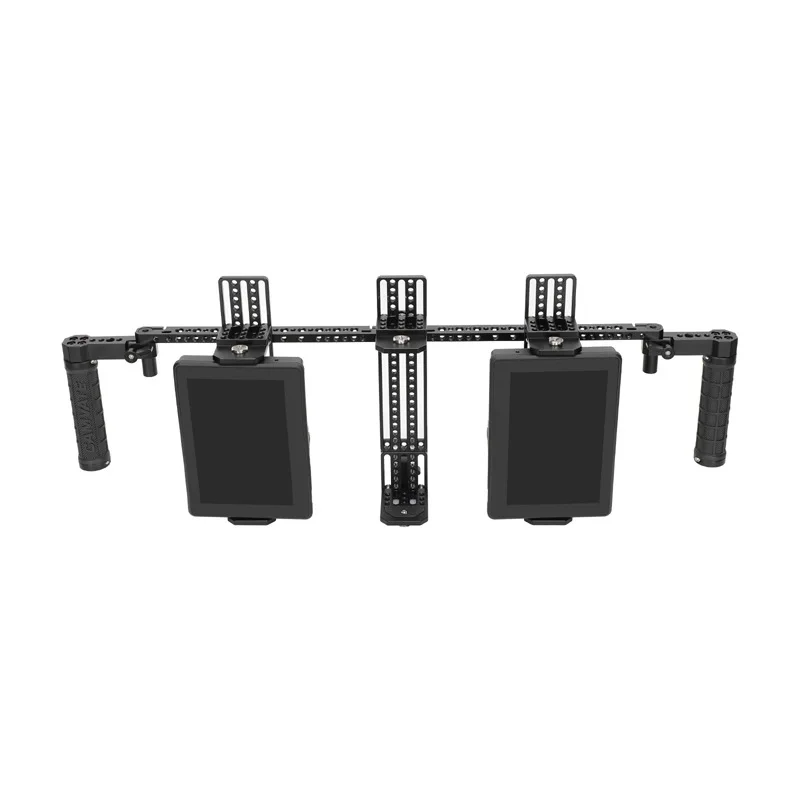 Height Adjustable Director Monitor Cage Aluminum Alloy Protective Monitor Rig with 15MM Rod Clamp Bracket Rubber Non-slip