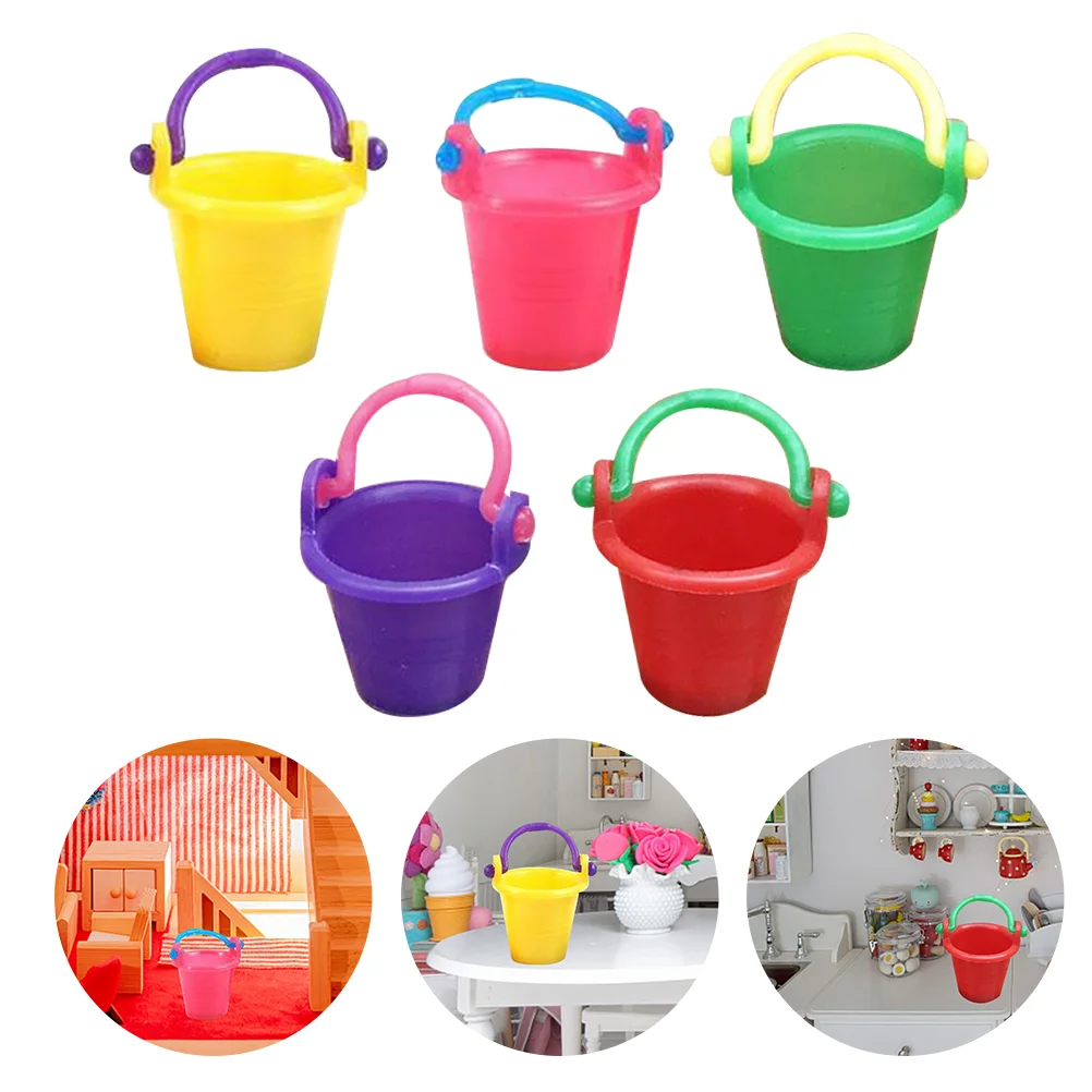 10 Pcs Mini Sand Bucket Toddler Beach Toys Plastic Buckets Miniature Kids Beach Toys House Bucket Gift Sand Pails