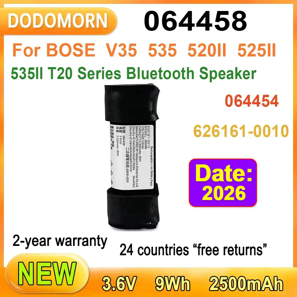 Batería para BOSE V35, 064458, 520II, 525II, 535II, serie T20, Altavoz Bluetooth, 064454-535, 626161 V, 9Wh, 0010 mAh, alta calidad, 3,6, 2500