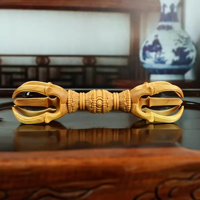 Boxwood Vajra Five-Pronged Thunderbolt Central Tantric Ritual   Symbol of Unbreakable Wisdom