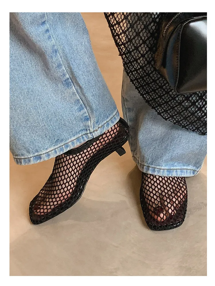 real-leather-version-soft-35cm-fine-heel-mesh-sandals-women-summer-hollow-out-breathable-back-zipper-fishing-net-hole-sin