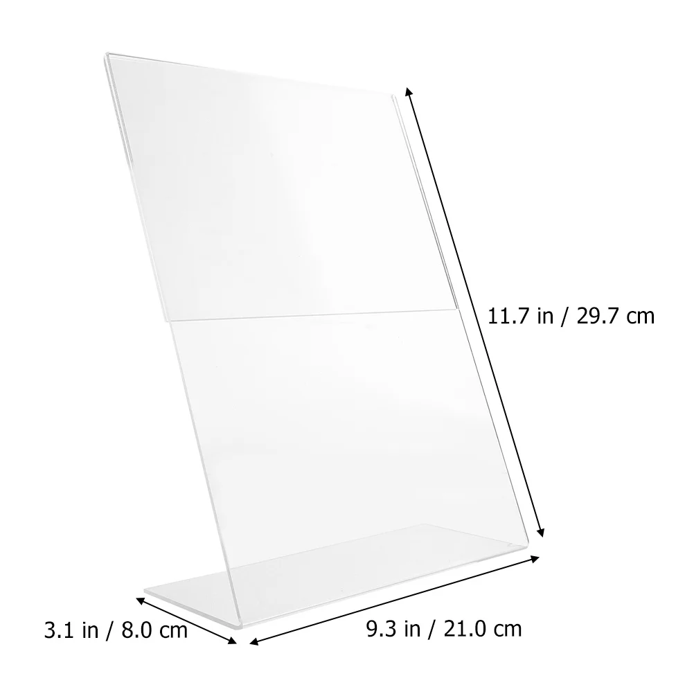 

2Pcs Clear Acrylic Sign Holder Tabletop Display Stand Slanted Menu Card Holder A4 Display Desktop Use Desktop Menu Storage Rack