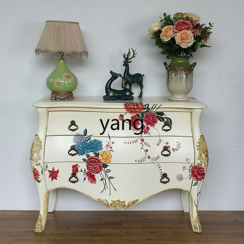 Yjq Hall Entrance Cabinet Living Room Decoration Mediterranean Storage Furniture Three Bucket Sideboard Cabinet