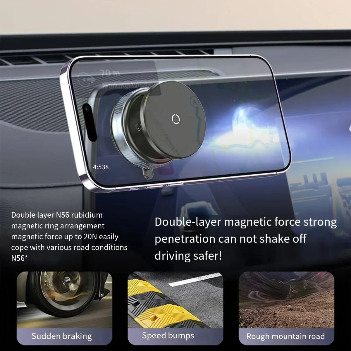 ل Magsafe المغناطيسي فراغ الامتزاز شفط كأس قوس 360 °   حامل ثابت للسيارة مغناطيسي قابل للدوران لهاتف iPhone 12-16 الذكي