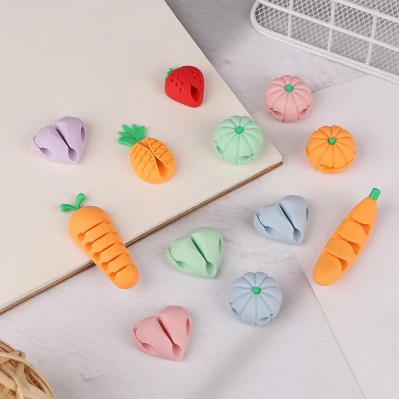 2/4Pcs Cute Love Pineapple Cable Winder Cable Organizer Adhesive Cord Holder Multipurpose Wire Management Clips For Desk Wall