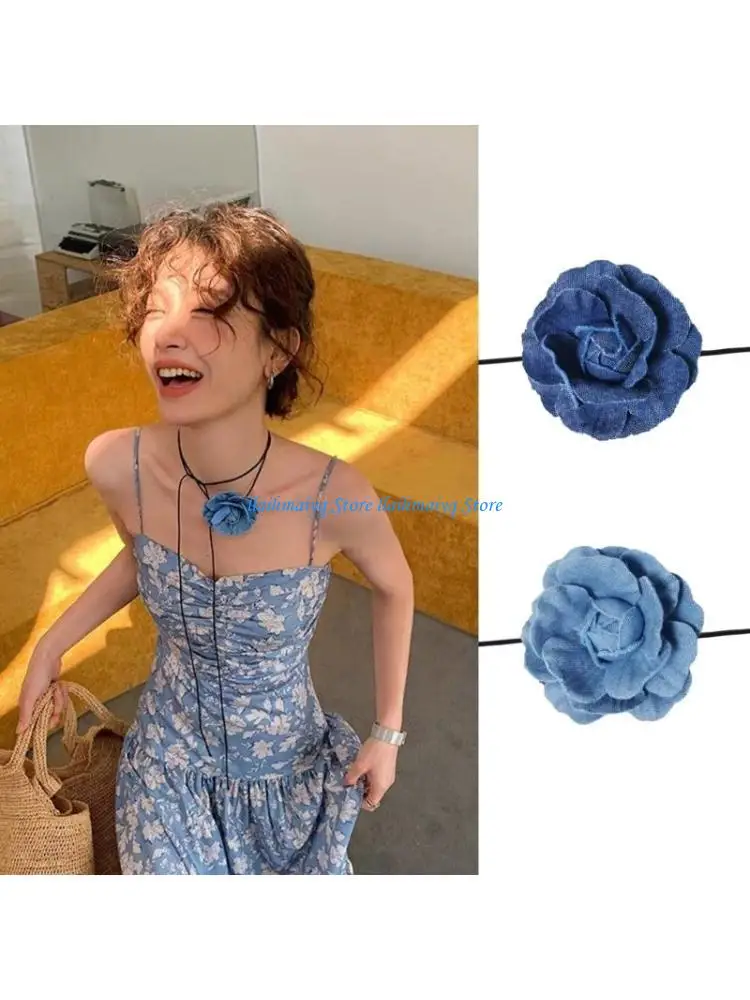 

573B Simple Big Rose Aesthetic Necklace Fashion Simple Clavicle Chain for Women Girls