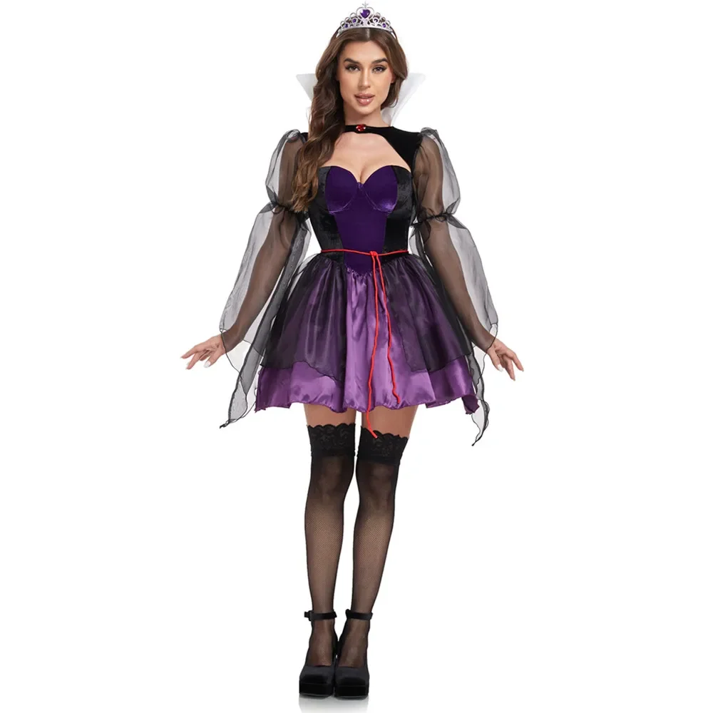 

Easter Purim Halloween Costume for Women's Sexy Evil Queen Costumes Purple Princess Cosplay