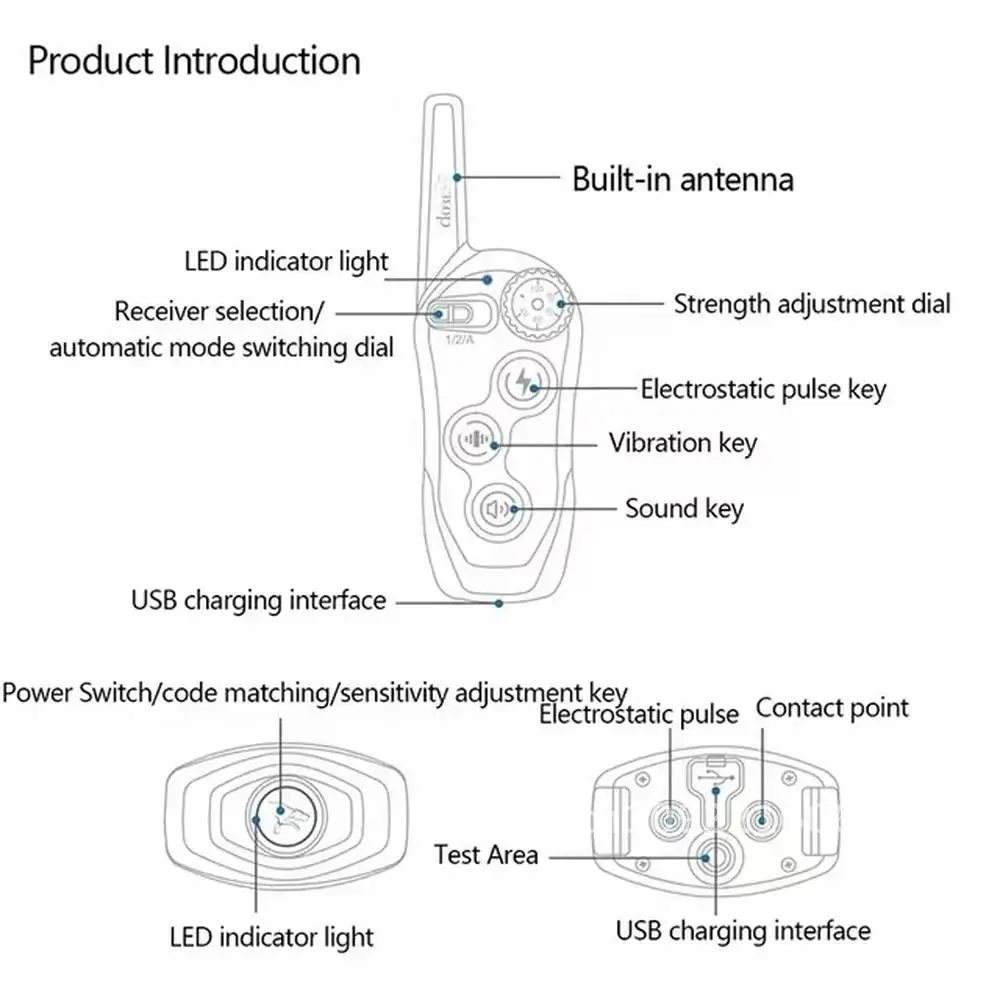 

Electric Anti Training Collar, Remote Control, Dog Bark Dogs, Pet Waterproof, Collars Sound, Vibration Rechargeable, for Colar