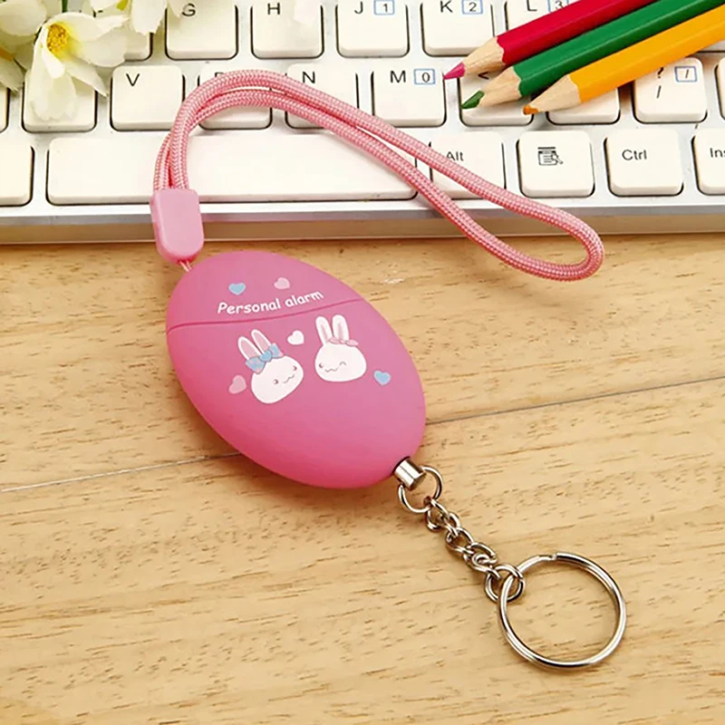 Wonderful Pink/Blue Cartoon Printed Keychain Alarm 120DB Emergency Personal Alarm Anti-wolf Alarm For Women Kids