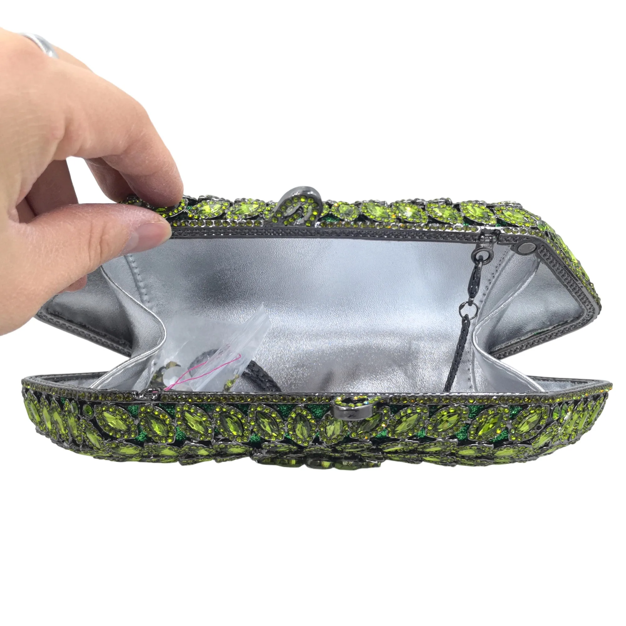 Boutique de FGG Marineblaue Kristall-Clutch-Abendtaschen, formelle Abendtaschen und Clutches für Damen, Party-Clutch-Geldbörse mit Strass – Detail 3