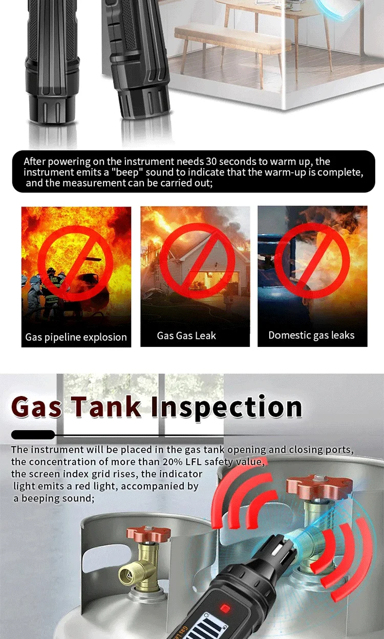 Detektor für brennbare Gase, Leckdetektor für Haushalts-Erdgas, LPG-Leckerkennungsgerät – Detail 3