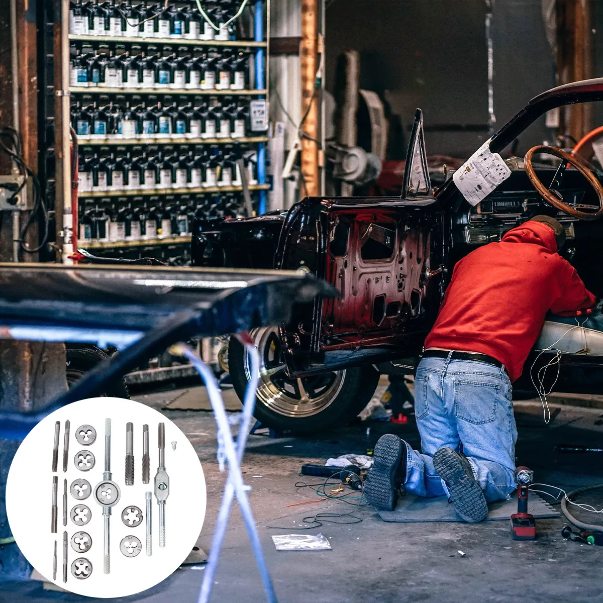 

Набор из 20 метрических резьбонарезных плашек и метчиков из легированной стали с ключом для ручной нарезки внешней резьбы