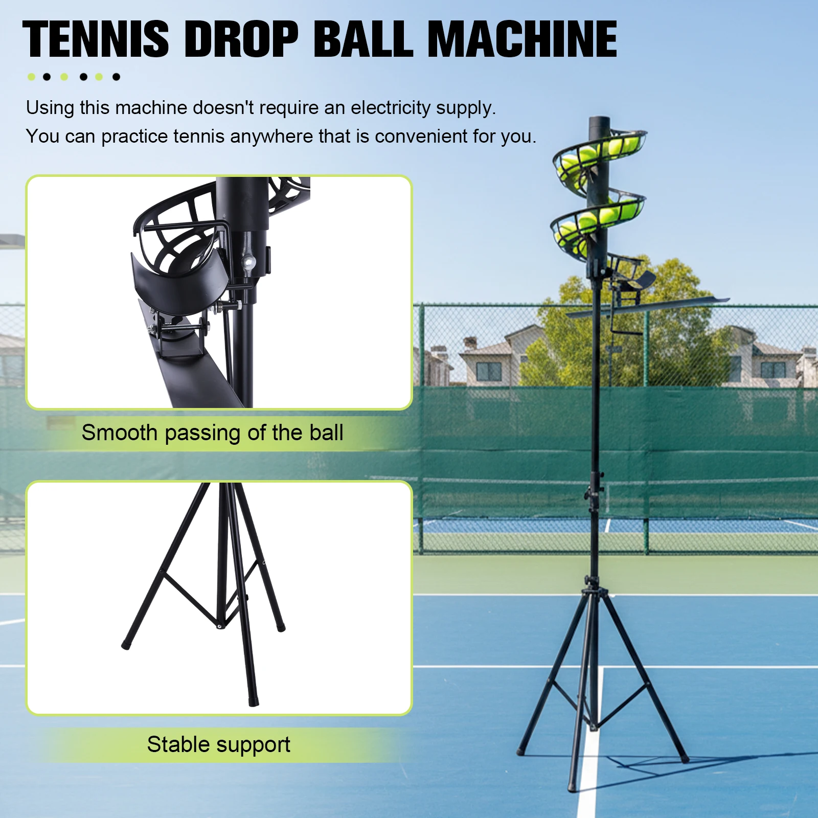 Pickleball Throwing  Non-Electric Hold 33 Balls Pickleball Throwing Machine Height Adjustable Outdoor Training Equipment