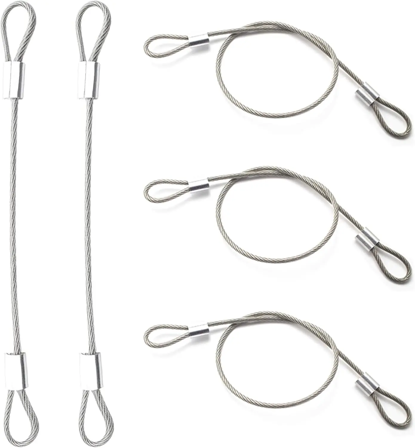 

Vinyl Coated Stainless Steel Cable with Loops for Outdoor Gates, Stage Lighting, and Luggage Lock - 12 inch 2mm 10-Pack