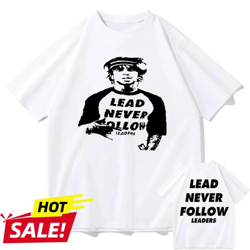

2025 New Rapper Chief Keef Lead Never Follow Leaders Double Sided Print T-shirt Male Vintage Tshirt Men Hip Hop Casual T Shirts