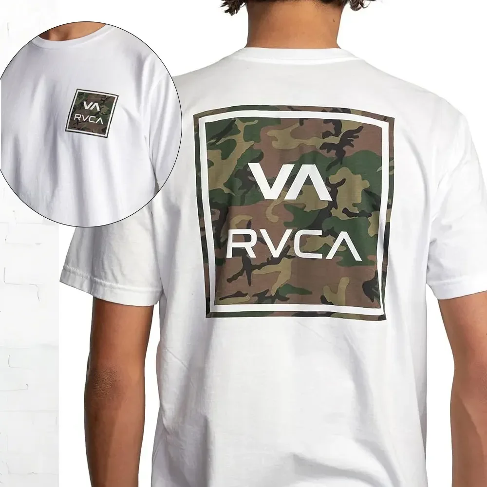 RVCA Men\'s Graphic Short Sleeve Crew Neck Tee Shirt Cotton Retro Street Fashion Men\'s Shirt Short Sleeve Design Tops Streetwear