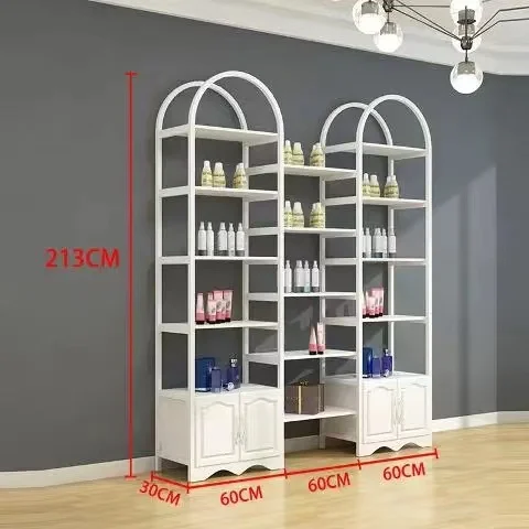 Metal Shelf Display Cabinet for Nail Polish Barber Shop Products Skin Care & Beauty Salon Cosmetics Display Rack