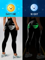 Halloween Plus-size Fluorescent Green Claw Yoga Pants Outdoor Sports Running Fitness Pants High-waisted Bodycon Pants Yoga Wear