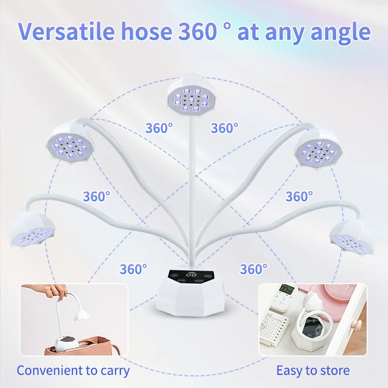 Mini lampada per unghie UV LED Asciugatrice per unghie ricaricabile Rilevazione automatica Touch Control Luce per unghie ad asciugatura rapida 360 °   Lampada per unghie da tavolo pieghevole