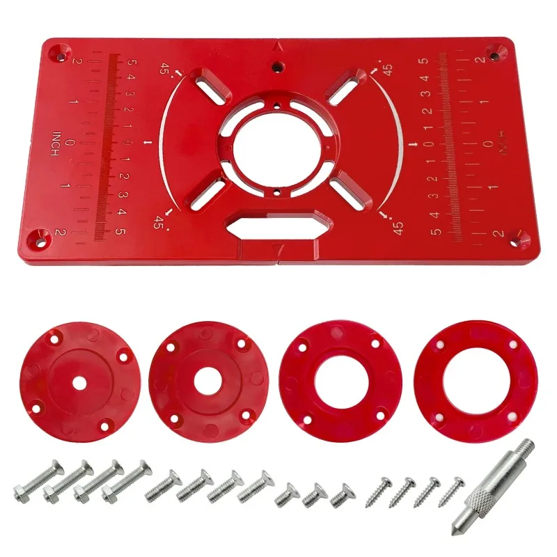 

Carpinte Router Table Insert Plate Woodworking Benches Aluminium Wood Trimmer Models Engraving Milling Machine with Rings