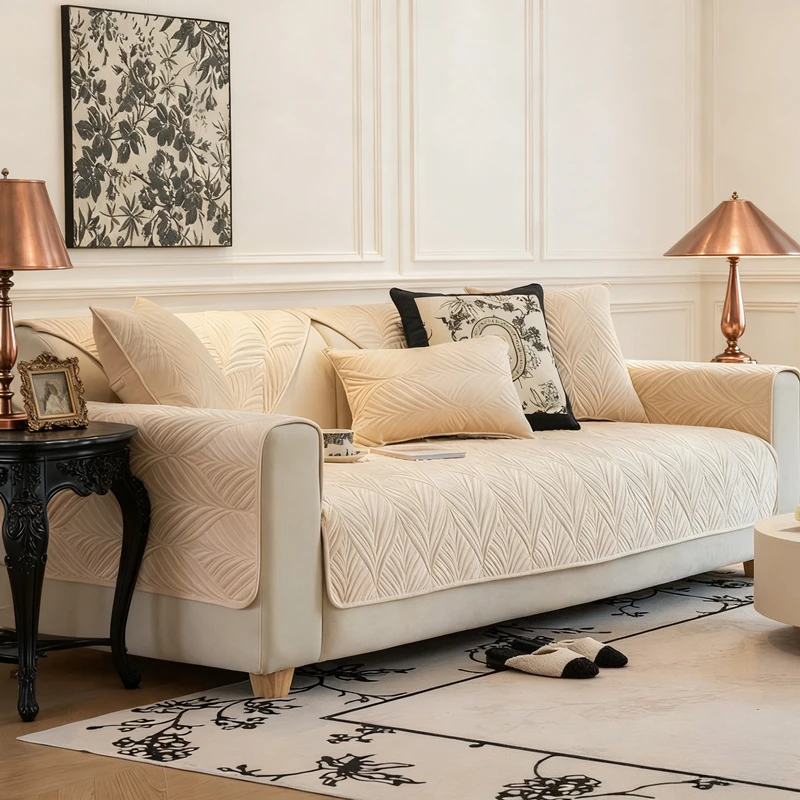 

Thick Plush Sofa Cushion Cover Towel Four Seasons Universal Non-Slip Sofa Cover Modern Simple Combination for Home Hotel Decor