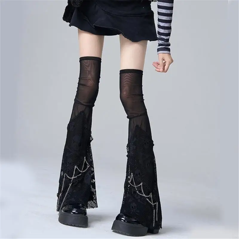 

Y3NE Summer Leg Warmers Over The Knee Leg Covers Sheer Mesh Leg Socks Streetwear