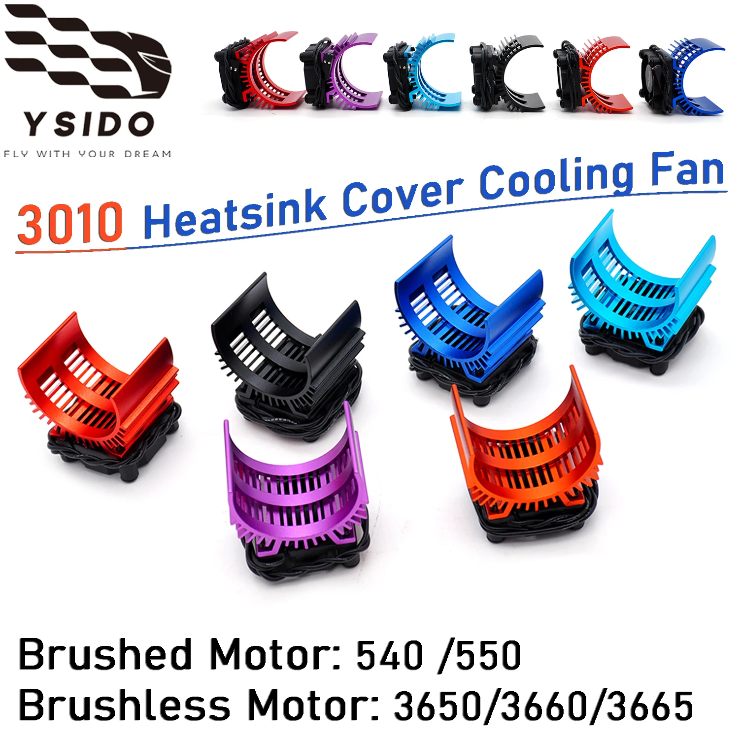 YSIDO 3010 Heatsink Cover Cooling Fan for 540 550 3650 3660 3665 Brushless Motor 1/10 1/12 Wltoys 124017 124016 RC Model Cars