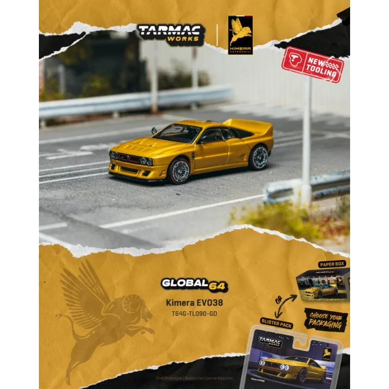 ターマックワークス-1-64-ブルーフラッグ-アジア・モディファイド・エディション、キメラ-evo-38、ダイキャスト合金製自動車模型、大人向けのコレクション用装飾品。