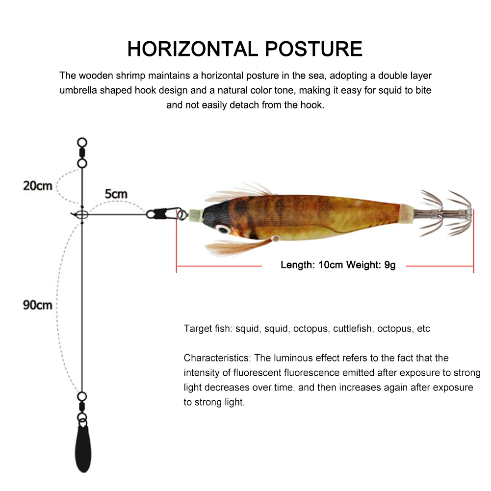 Señuelos de pesca fluorescentes, cebo de pesca luminoso, pulpo, sepia, cebo de pesca, anzuelo de calamar de simulación, anzuelos de calamar luminosos
