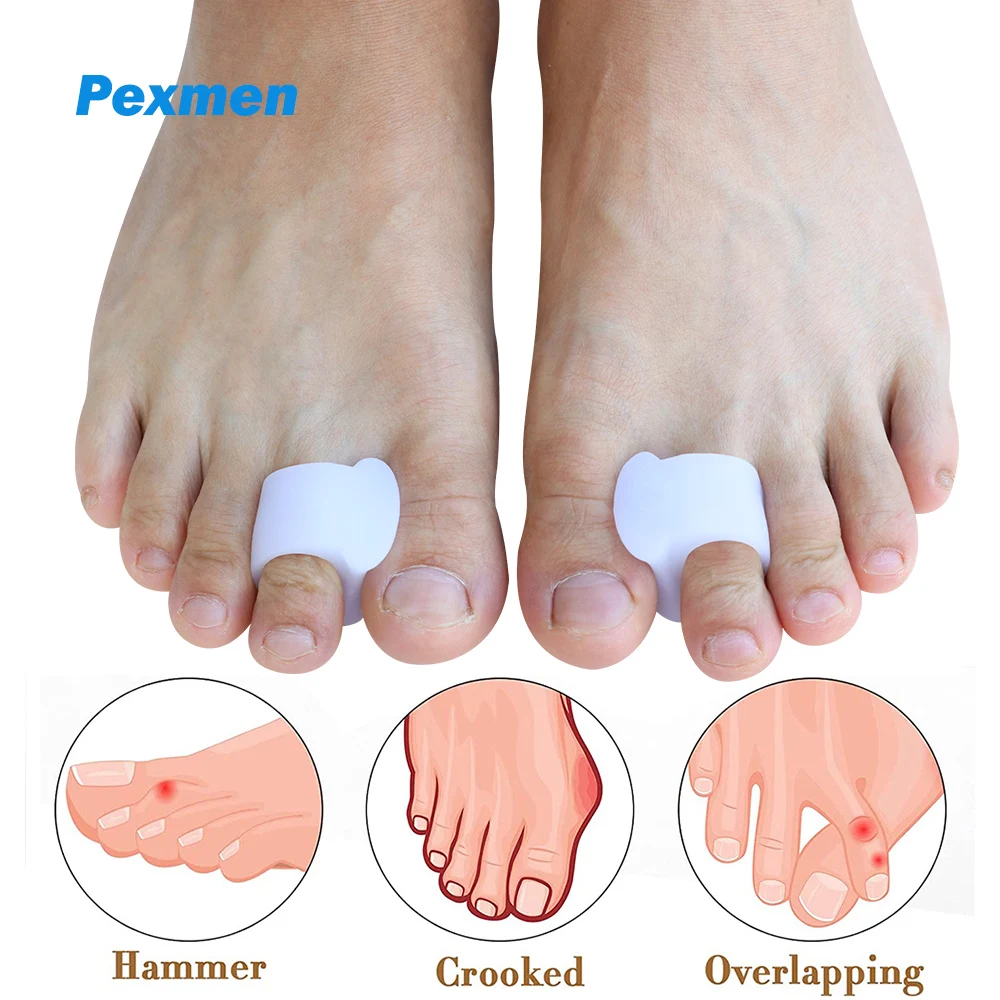 

Pexmen 2Pcs/Pair Gel Toe Separator for Overlapping Toes Bunions Pads Big Toe Alignment Corrector Spacer Foot Care Protector