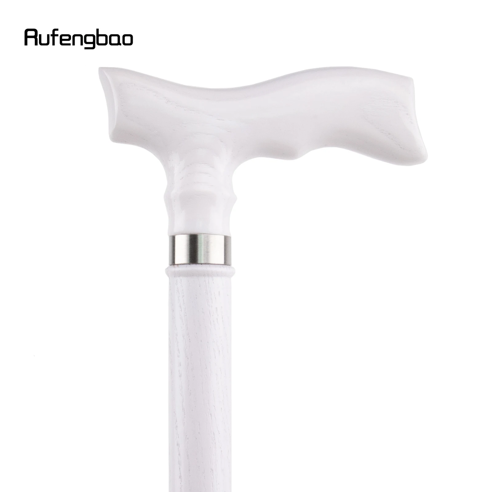 الأبيض شبه منحرف مقبض خشبي واحد مشترك موضة عصا قصب هالوين الصولجان العكاز العصا Crosier أداء المرحلة قصب 94 سنتيمتر