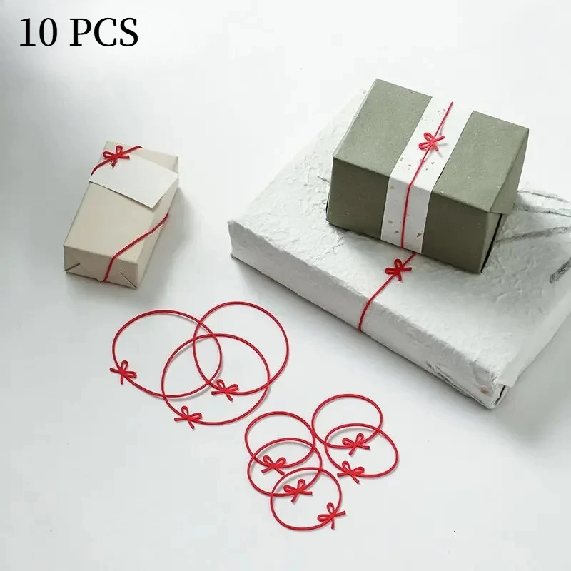 10 Stück Schleifenbänder, Verpackungsband, rote Kordelbänder, Hochzeitsgeschenke, DIY-Dekoration, Schleifenbänder, Gummiband