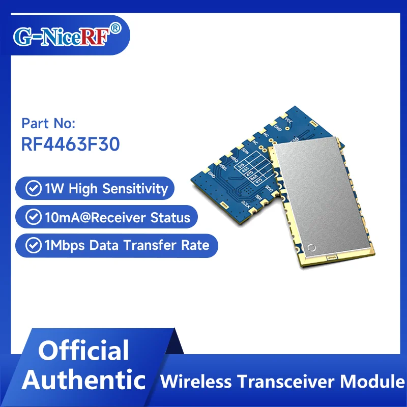 

4PCS RF4463F30-868 1W High Sensitivity Wireless Transceiver Modules Si4463 Chip from NiceRF 868MHz With Antennas