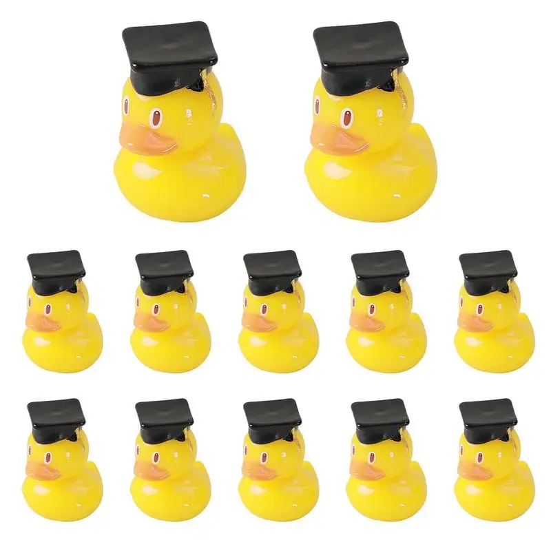 

Grad Duck 12PCS Yellow Grad Duck With Graduation Tassel Hat Mini Resin Graduation Ducks For Graduation Birthday Party