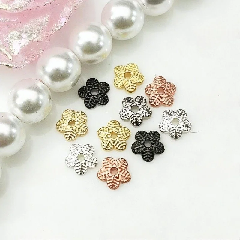 

30 Pieces of Five-petal Flower Bead Holder Spacers DIY Pearl Necklace Bracelet Accessories Jewelry Making Materials Wholesale