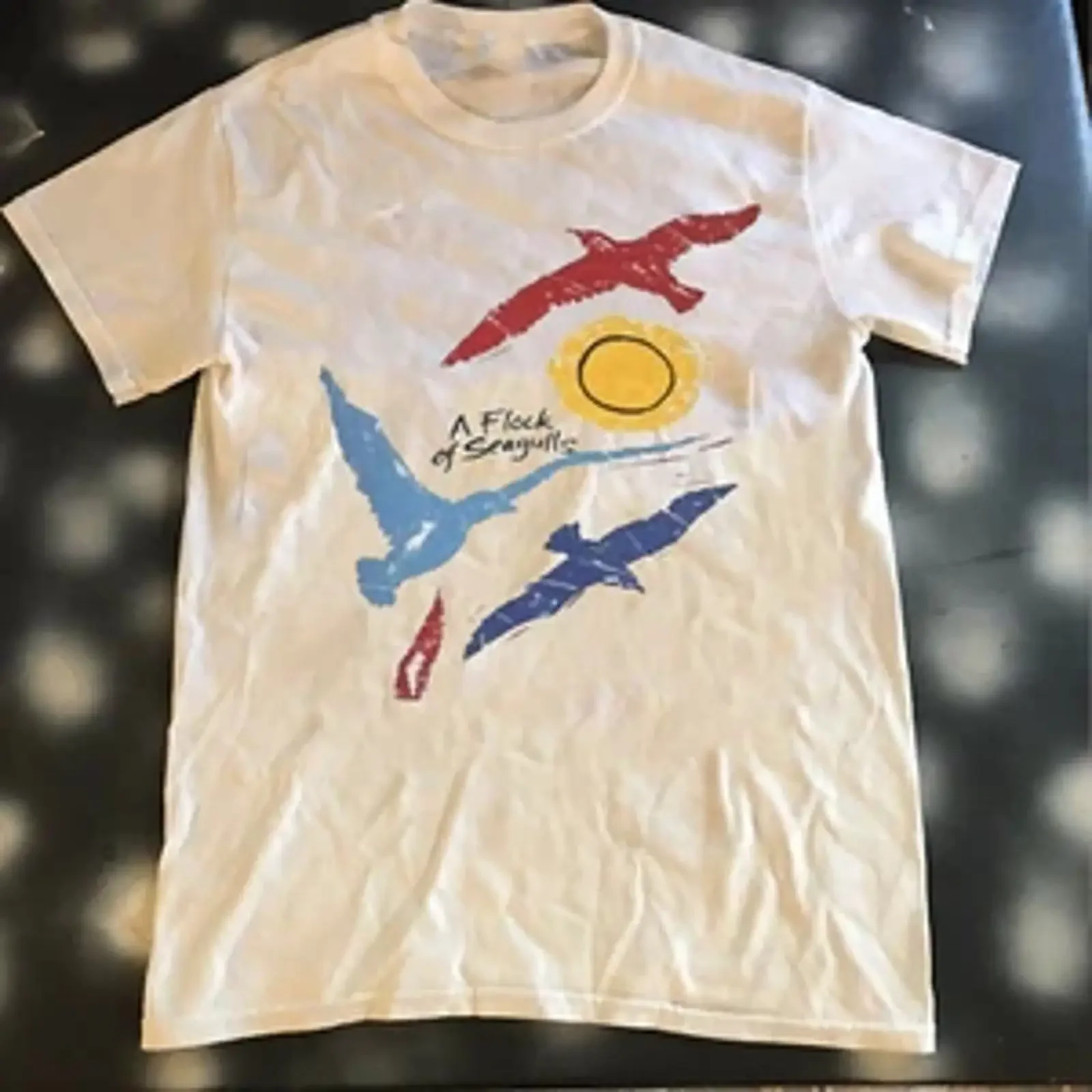 A Flock Of Seagulls Band 83 Tour Concert T Shirt S 5XL cotton vintage Washed Versatile Slightly Top For Everyday Wear