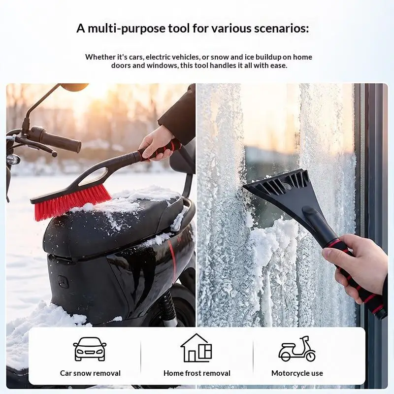 2-in-1-Autobürste und Eiskratzer, Autobürste, ergonomischer Schaumstoffgriff, Fenster-Eiskratzer, Schneereiniger für Auto und SUV. – Detail 3