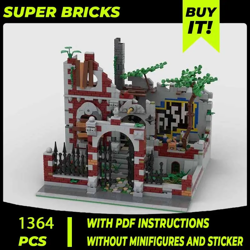 Moc Building Blocks Modular Ruined Villa Technical Bricks DIY Assembly Ruins Street View Toy For Child Halloween Gift