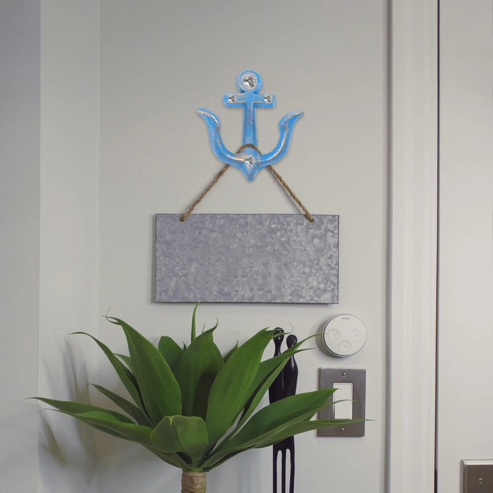 

Iron Wall Decor Vintage Anchor Shape Pendant Nautical Home Bedroom Decoration Sky- Wall Art For Indoor Outdoor Use