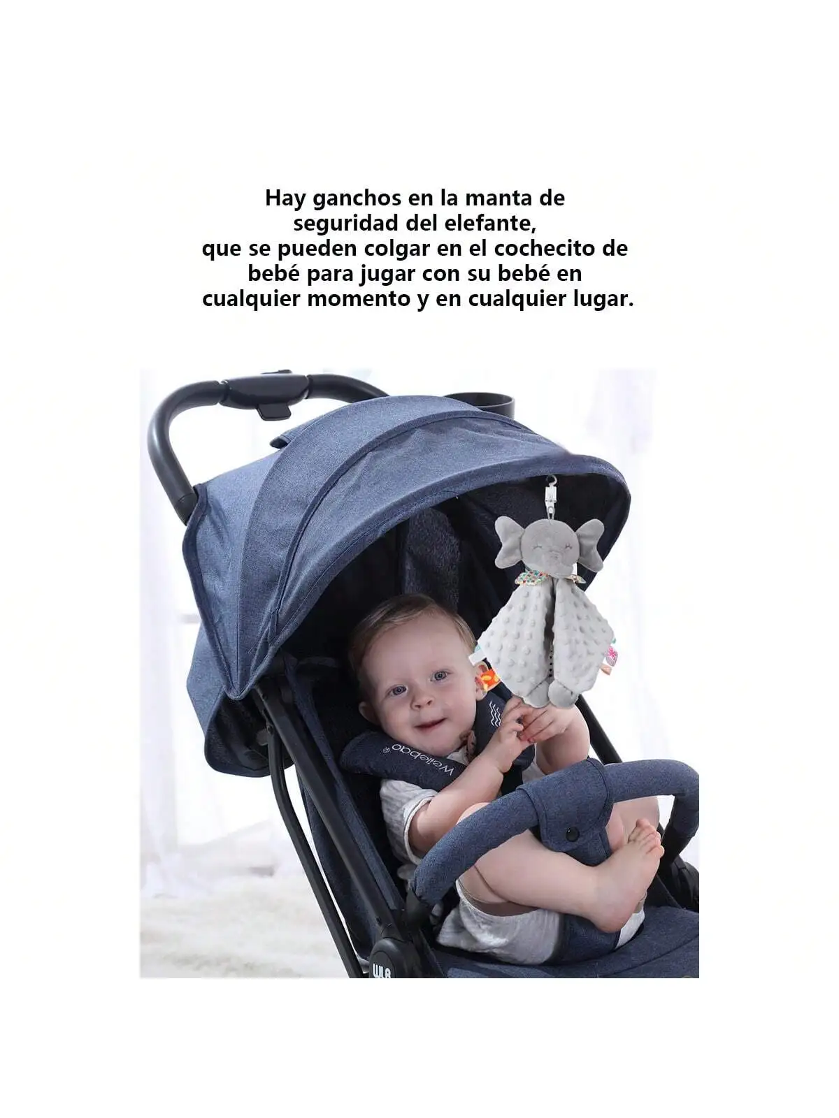 بطانية أمان الفيل الرمادية الناعمة مناسبة جدًا للأطفال. يخدم كقماش لعاب، لعبة للأطفال. #5