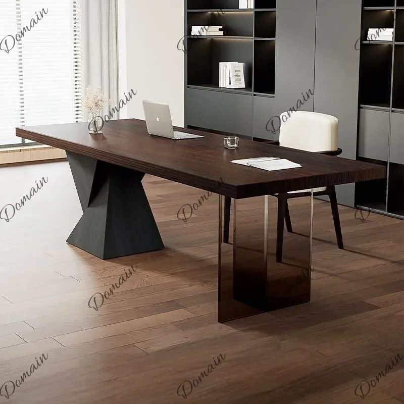 M Living Room Solid Wood Large Long Tables Light Luxury Acrylic Boss Table Study Computer Table Italian Minimalist Desk Furnitu