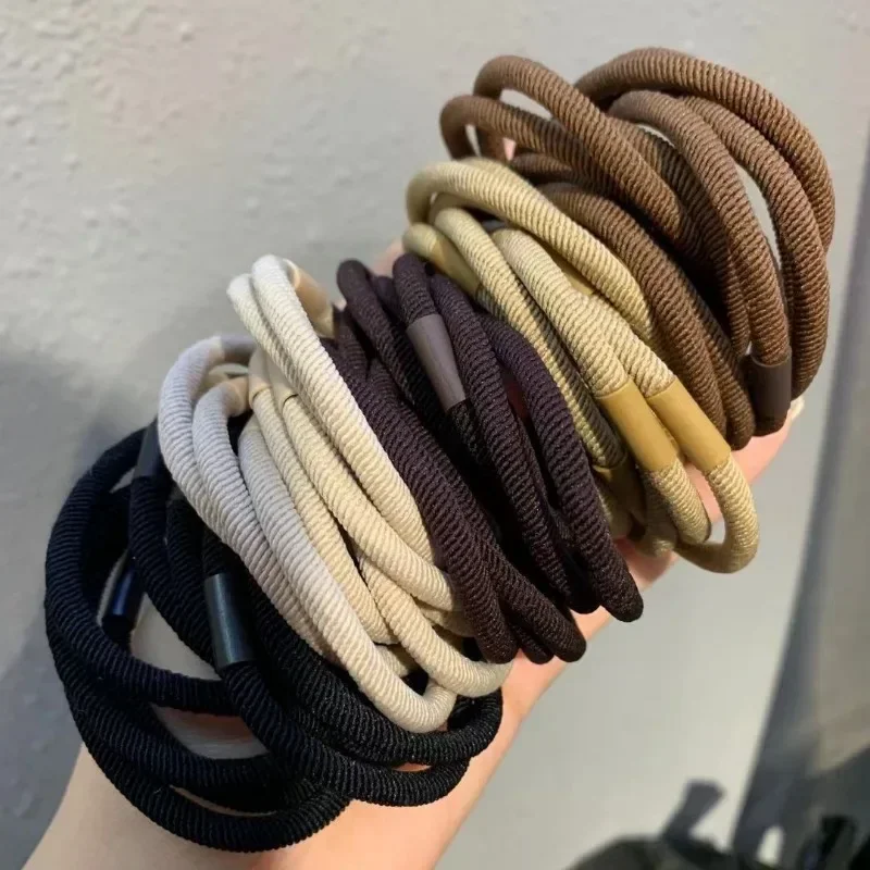 

11pcs Brown Color Twill Elastic Rubber Hair Bands Korean Simple Hair Rope Stretch Women Hair Ties Scrunchies Ponytail Holder