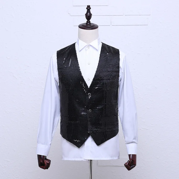 Men's Stage Costumes Sequined Vest Photo Studio Photo Host Singer Emcee Colorful Dance Vest
