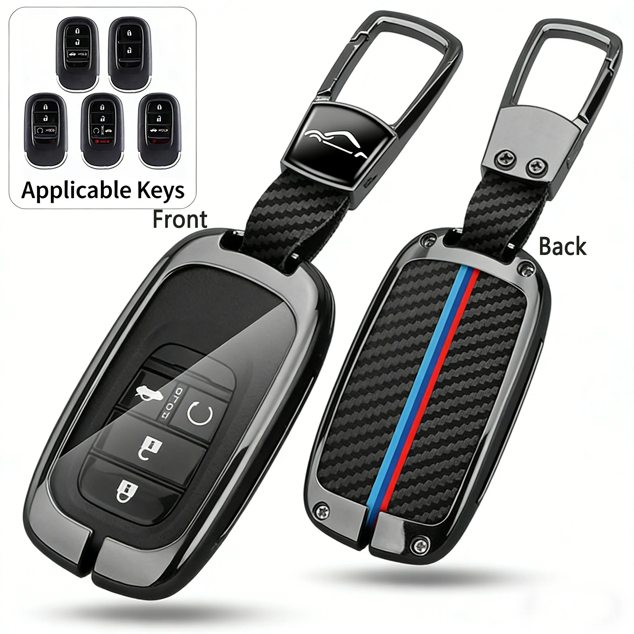 

Alloy Carbon Fiber Car Key Fob Cover Case for Honda CR-V CRV Civic HR-V HRV Pilot Accord Odyssey, 4/5 Button Smart Remote Key Pr