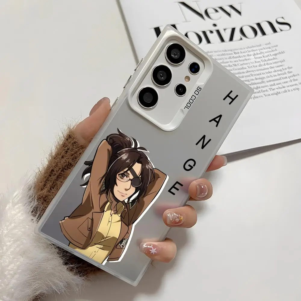 日本のアニメ「進撃の巨人」のスマホケース、Samsung Galaxy S25 Edge、S24、S23、S22、S21、S20 Ultra対応、シリコン製シルバーカバー