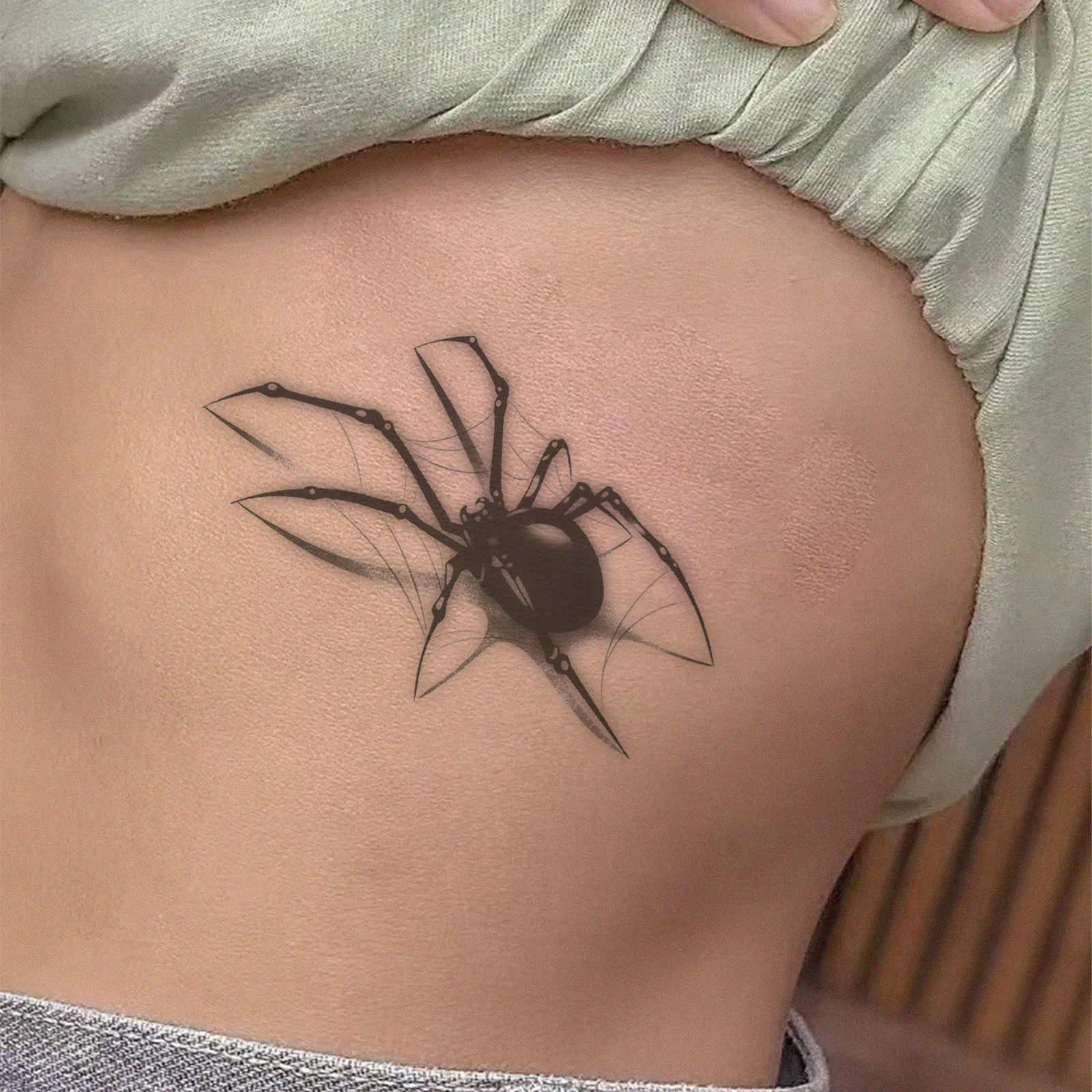 

Realistic 3D Spider Tattoo Sticker, Waterproof Temporary Tattoo, Dark Black Gothic Design for Men Women, Cool Body Art for Arm W