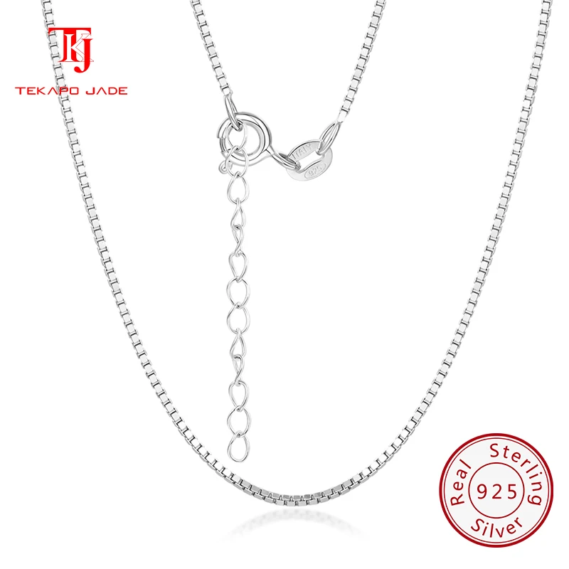 

TKJ JEWELS 100% 925 Sterling Silver 1mm Box Chain Necklace for Women Men Baise Chains Necklace Accessorie Jewelry CN01